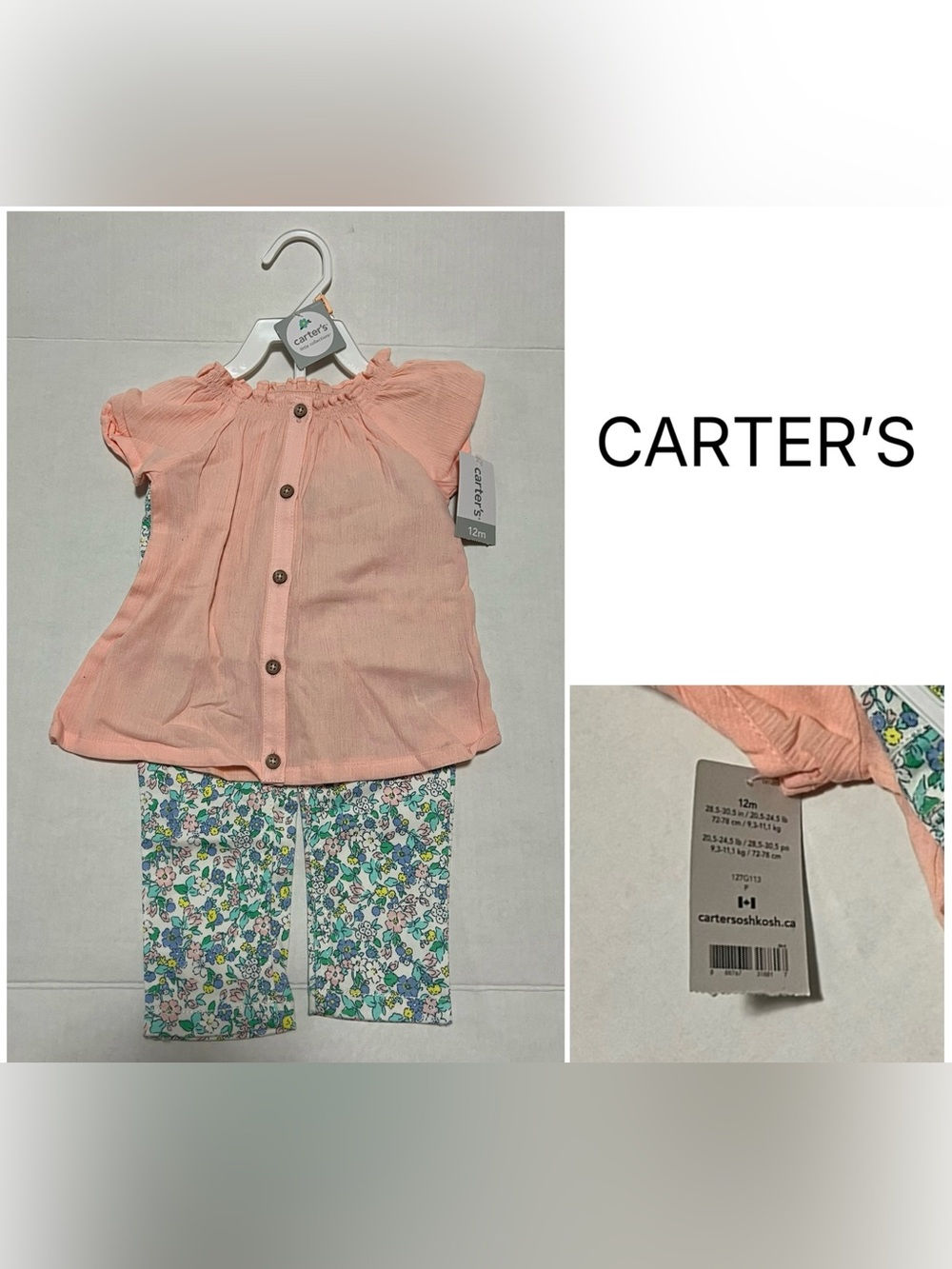CARTER’S - 12M - NWT - INFANT GIRLS 2PC FLORAL SET